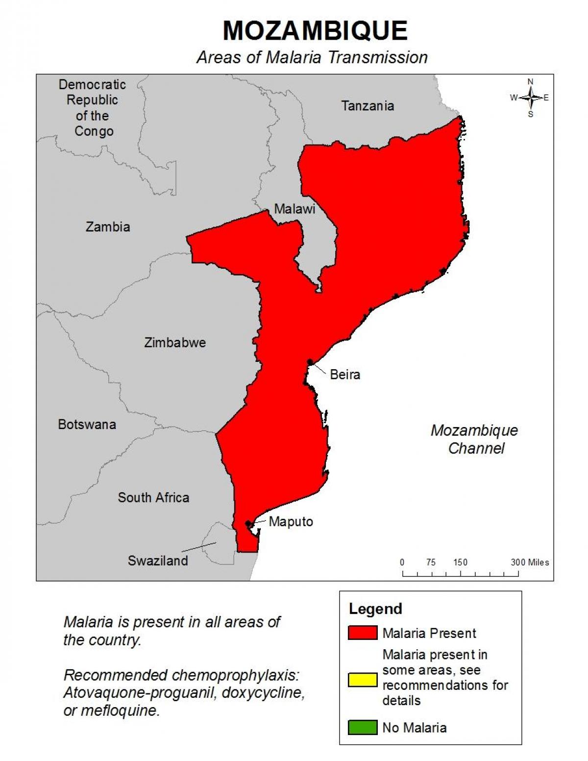 نقشه از موزامبیک مالاریا