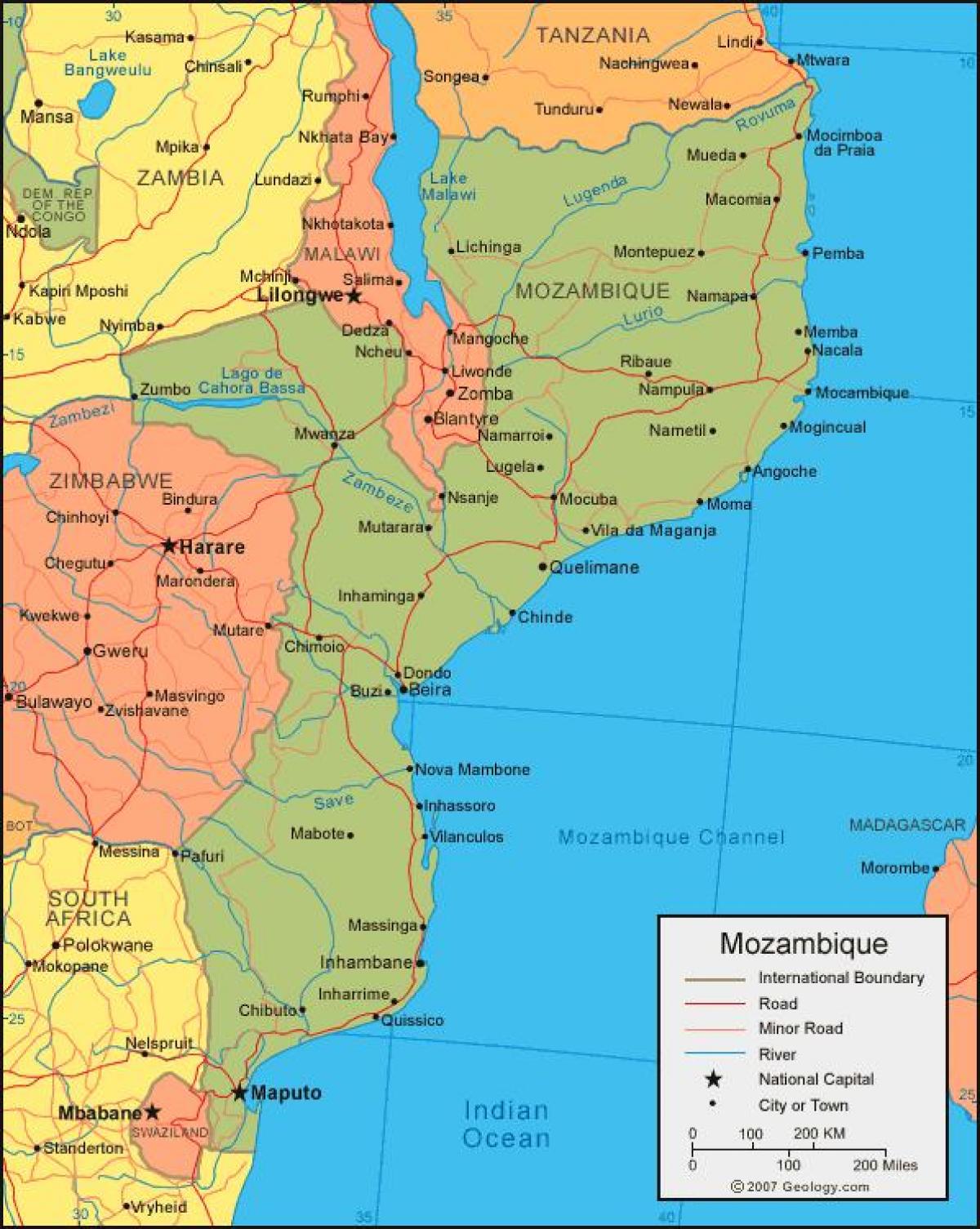 نقشه خط ساحلی موزامبیک