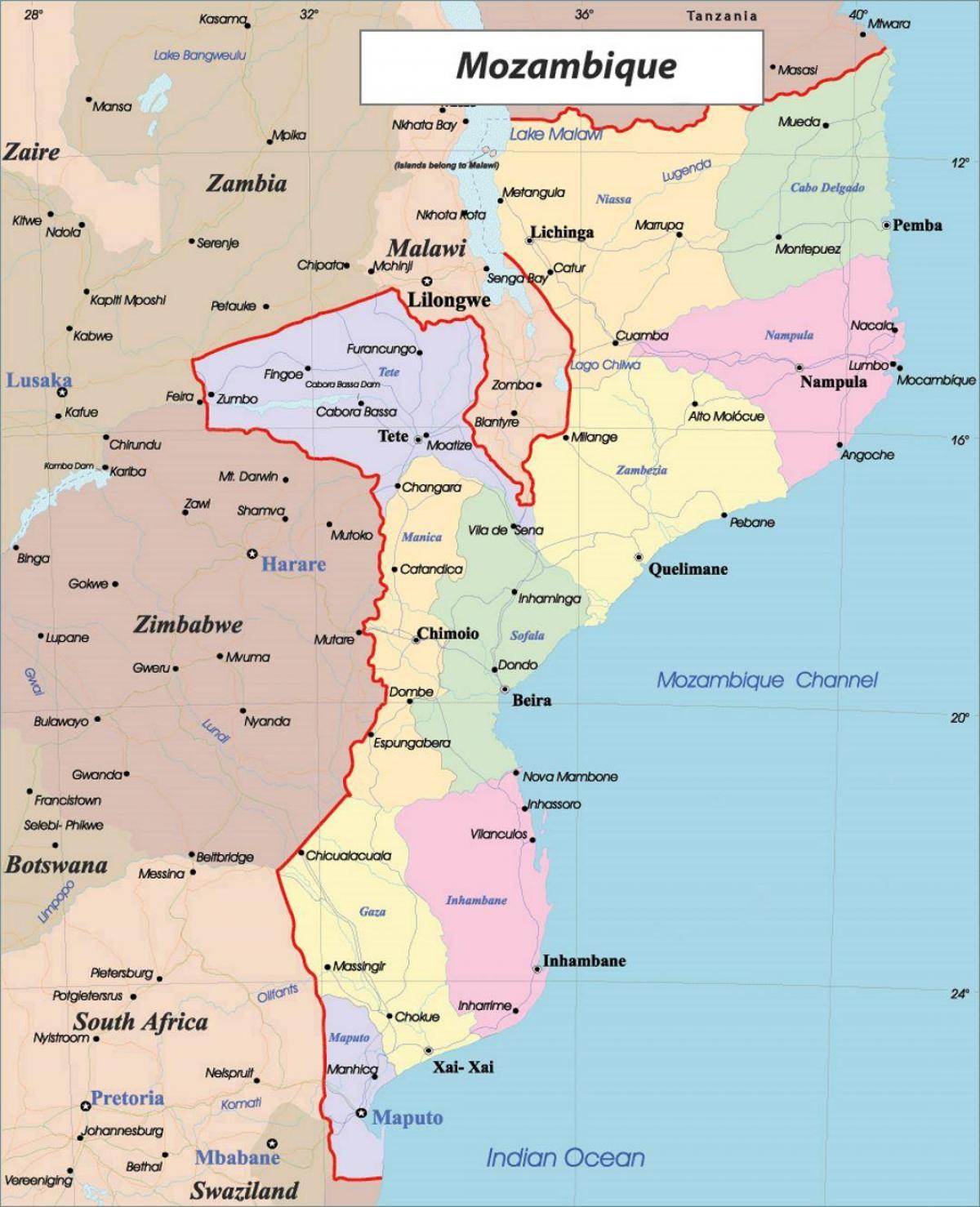 موزامبیک نقشه سیاسی